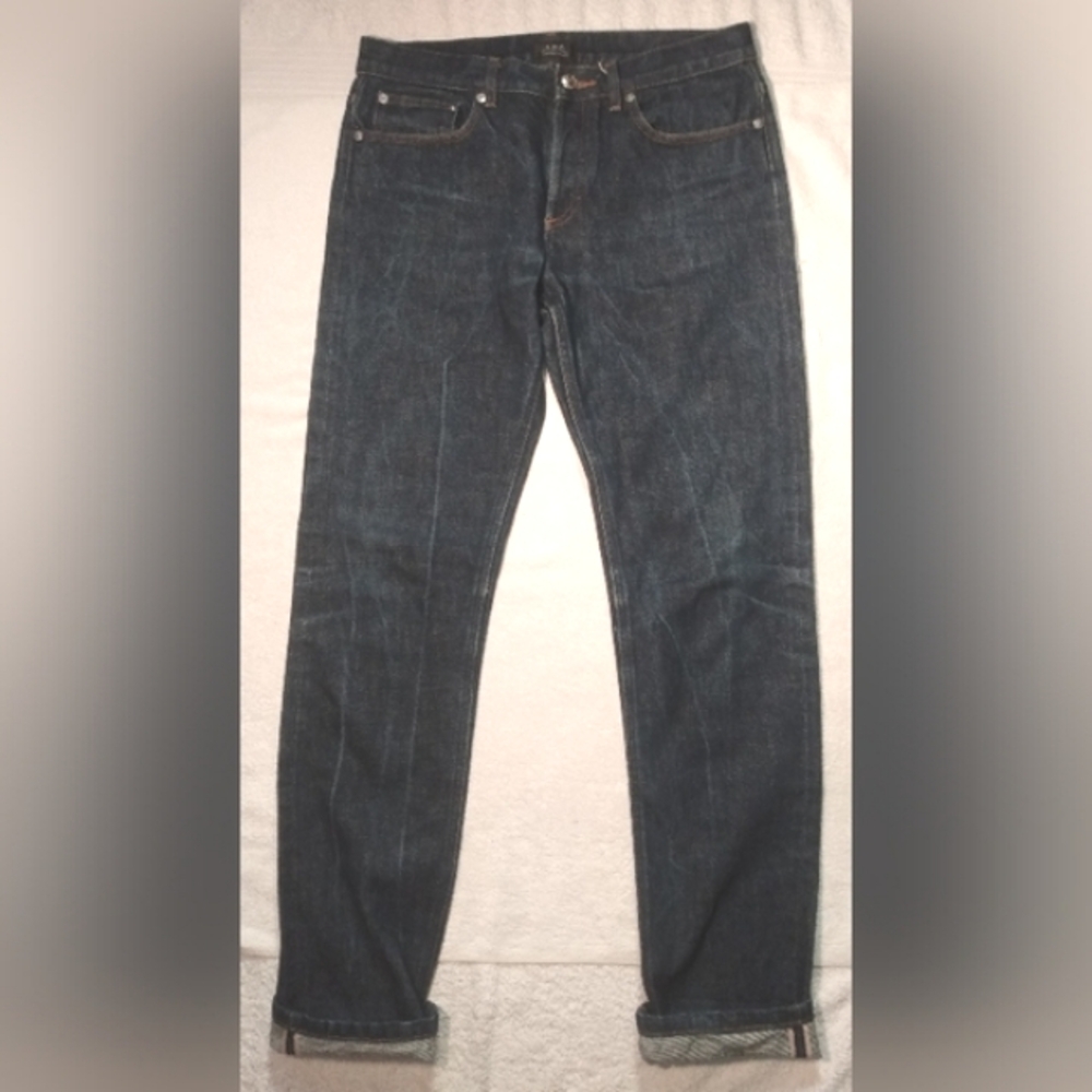 A.P.C Dark Blue Japanese Selvedge Distressed Raw Jeans Pants Mens 31